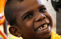 Head shot of young Aboriginal boy