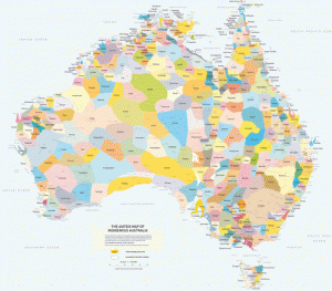 Map of Australia showing Aboriginal language groupings