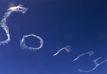 The word 'Sorry' written in the sky